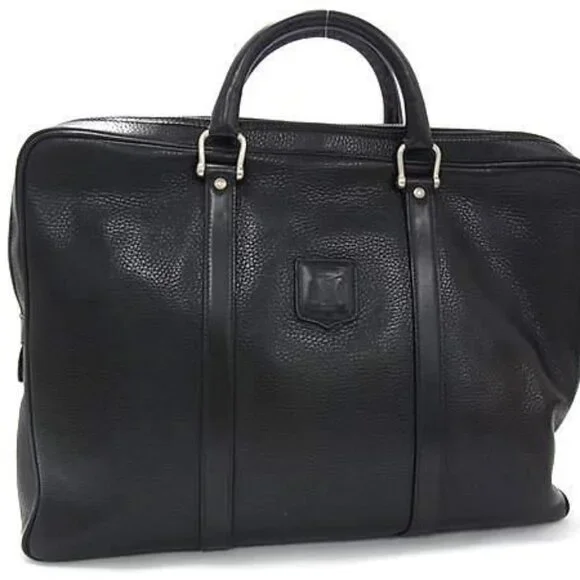 Celine Business Bag Macadam Briefcase Black Leather Vintage M09 Silver - Picture 1 of 8